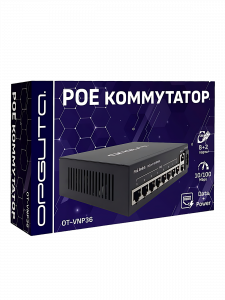 Коммутатор (свитч) на 8 POE ( 802.3af/at ) портов +2 Ethernet порта 100Mbs Орбита OT-VNP36